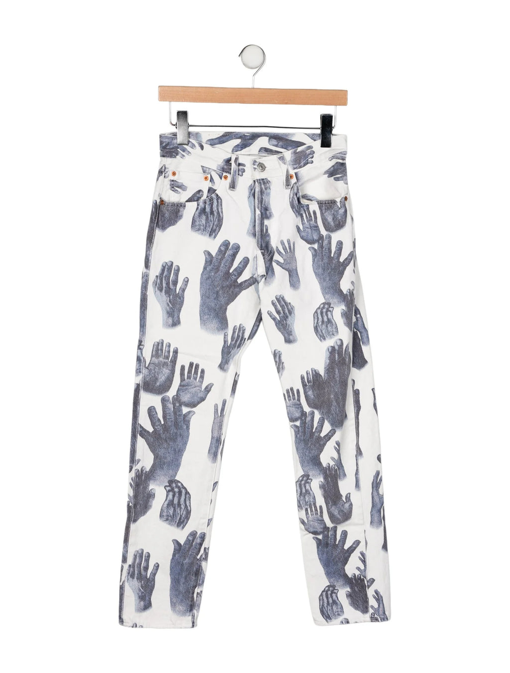 DENIM TEARS X LEVI'S 501 JEANS IN WHITE INDIGO PRINT