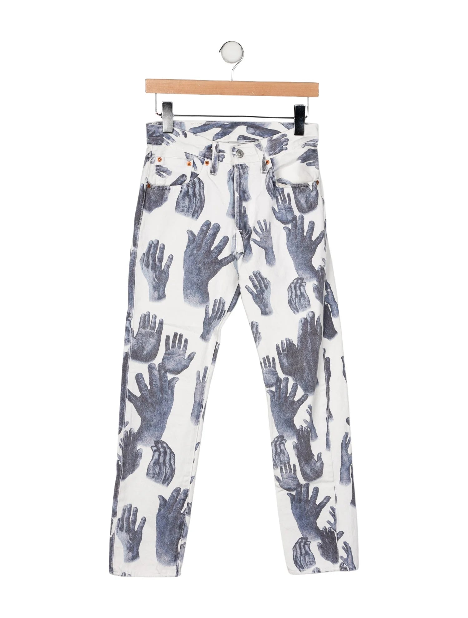 DENIM TEARS X LEVI'S 501 JEANS IN WHITE INDIGO PRINT