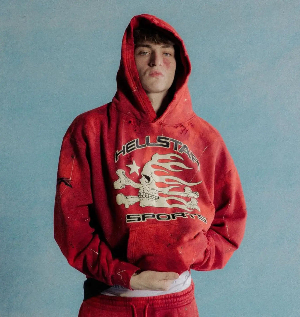 Hellstar Sports Red Tye-Dye Skull Hoodie